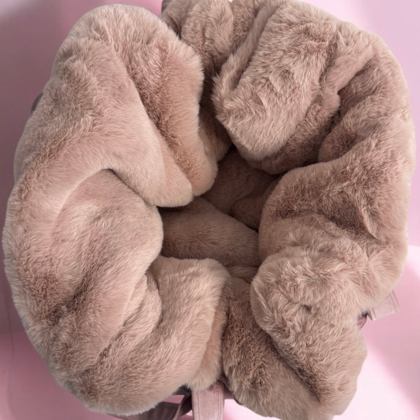 Stella dog carrier bag in quilted beige velvet