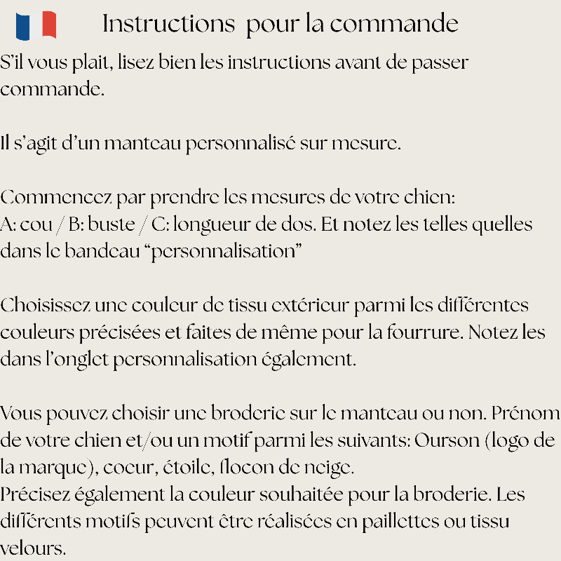 manteau chien sur mesure