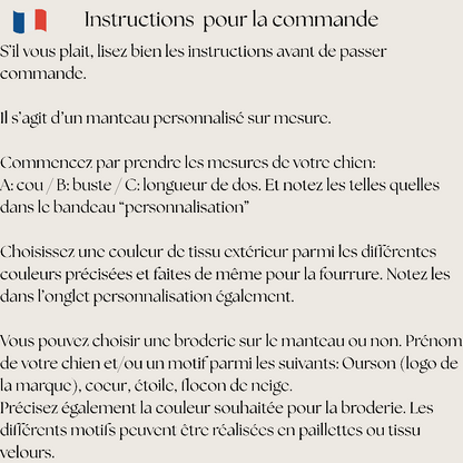 manteau chien sur mesure