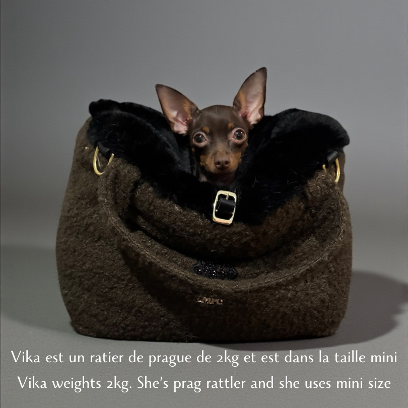 Sac de transport pour chien cabas en bouclettes et fausse fourrure