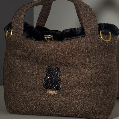 Sac de transport pour chien cabas en bouclettes et fausse fourrure