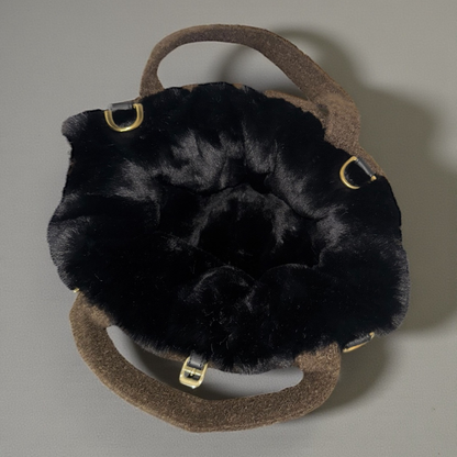 Sac de transport pour chien cabas en bouclettes et fausse fourrure