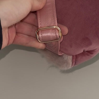 Sac de transport pour chien ventral en velours rose