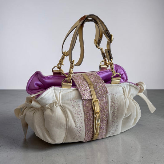 Stella dog carrier bag in quilted beige velvet