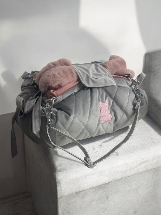 Sac de transport pour chien Stella en velours argent