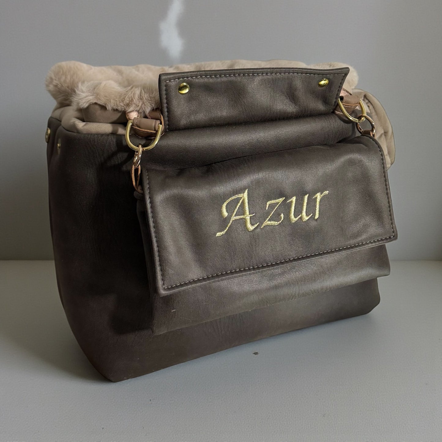 Sac de transport pour chien classique en simili cuir nappa