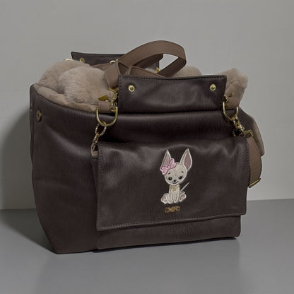 Sac de transport pour chien classique en simili cuir nappa