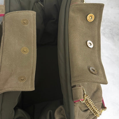 Sac de transport pour chien Stella en cuir nubuck kaki