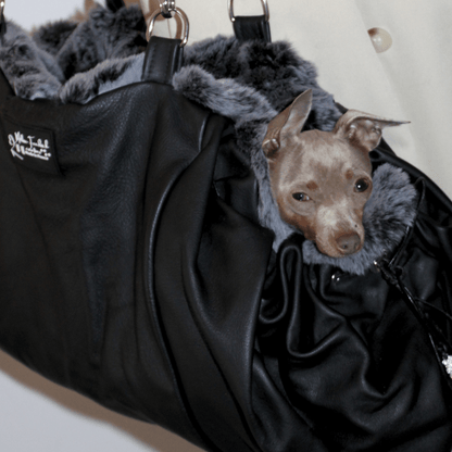 Sac de transport pour chien Stella en cuir noir - melissafendrichcreations